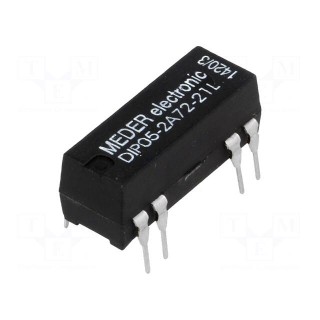 Relay: reed switch | DPST-NO | Ucoil: 5VDC | 1A | max.200VDC | 125mW | PCB