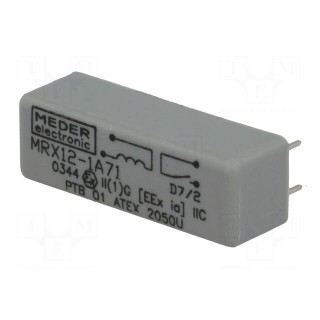 Relay: reed switch | SPST-NO | Ucoil: 12VDC | 1A | max.200VDC | 10W | PCB