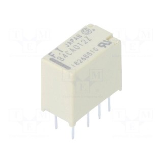 Relay: electromagnetic | DPDT | Ucoil: 12VDC | 2A | 0.3A/125VAC | THT