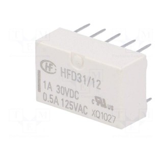 Relay: electromagnetic | DPDT | Ucoil: 12VDC | 0.5A/125VAC | 1A/30VDC