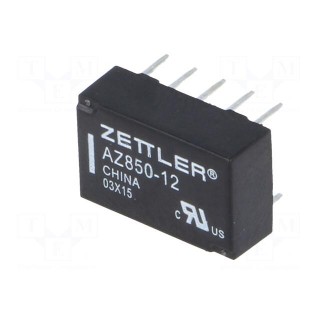 Relay: electromagnetic | DPDT | Ucoil: 12VDC | 1A | 0.5A/125VAC | PCB