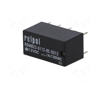 Relay: electromagnetic | DPDT | Ucoil: 12VDC | 2A | 1A/120VAC | 2A/24VDC