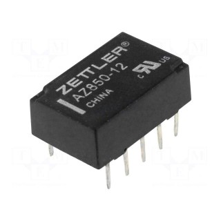 Relay: electromagnetic | DPDT | Ucoil: 12VDC | 1A | 0.5A/125VAC | PCB