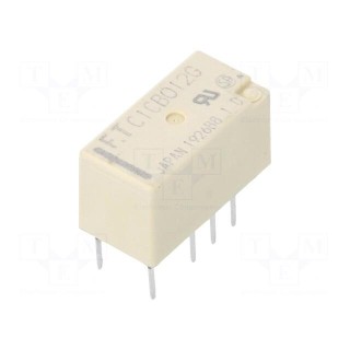 Relay: electromagnetic | DPDT | Ucoil: 12VDC | 2A | 0.3A/125VAC | THT