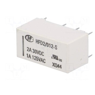 Relay: electromagnetic | DPDT | Ucoil: 12VDC | 1A/125VAC | 3A/30VDC | 3A
