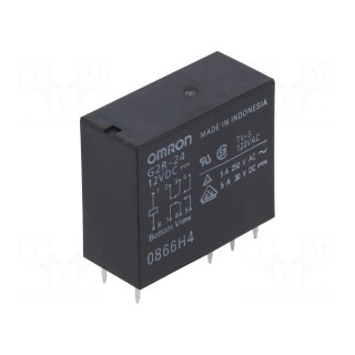 Relay: electromagnetic | DPDT | Ucoil: 12VDC | Icontacts max: 4A | PCB