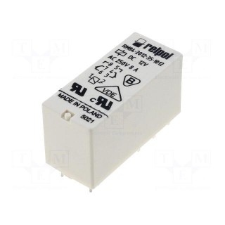 Relay: electromagnetic | DPDT | Ucoil: 12VDC | 8A/250VAC | 8A/24VDC | 8A