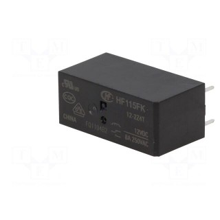 Relay: electromagnetic | DPDT | Ucoil: 12VDC | 8A | 8A/250VAC | PCB