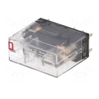 Relay: electromagnetic | DPDT | Ucoil: 230VAC | 8A/240VAC | 8A/24VDC