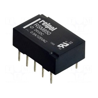 Relay: electromagnetic | DPDT | Ucoil: 24VDC | 2A | 0.5A/125VAC | THT