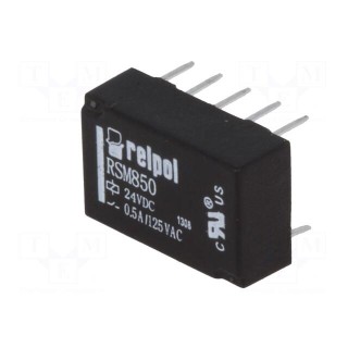 Relay: electromagnetic | DPDT | Ucoil: 24VDC | 2A | 0.5A/125VAC | THT