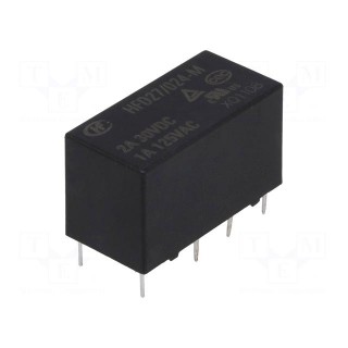 Relay: electromagnetic | DPDT | Ucoil: 24VDC | 1A/125VAC | 2A/30VDC | 2A
