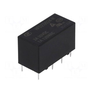 Relay: electromagnetic | DPDT | Ucoil: 24VDC | 2A | 1A/125VAC | 2A/30VDC