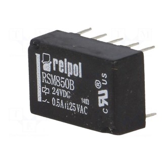 Relay: electromagnetic | DPDT | Ucoil: 24VDC | 2A | 0.5A/125VAC | PCB