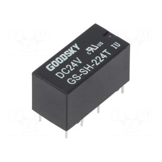Relay: electromagnetic | DPDT | Ucoil: 24VDC | 1A/120VAC | 2A/24VDC | 2A