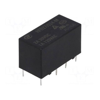 Relay: electromagnetic | DPDT | Ucoil: 24VDC | 2A | 1A/125VAC | 2A/30VDC