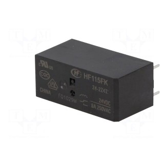 Relay: electromagnetic | DPDT | Ucoil: 24VDC | 8A | 8A/250VAC | PCB