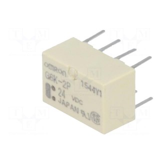 Relay: electromagnetic | DPDT | Ucoil: 24VDC | Icontacts max: 1A | PCB