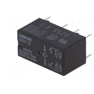 Relay: electromagnetic | DPDT | Ucoil: 48VDC | Icontacts max: 2A | PCB