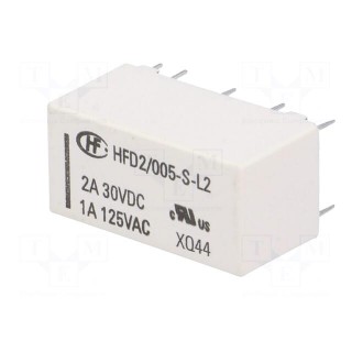 Relay: electromagnetic | DPDT | Ucoil: 5VDC | 1A/125VAC | 3A/30VDC | 3A