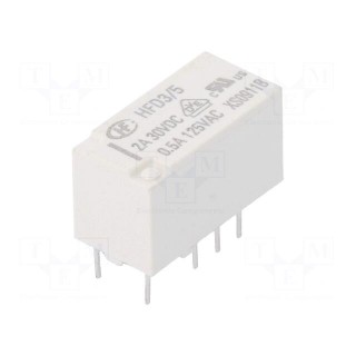 Relay: electromagnetic | DPDT | Ucoil: 5VDC | 2A | 0.5A/125VAC | PCB