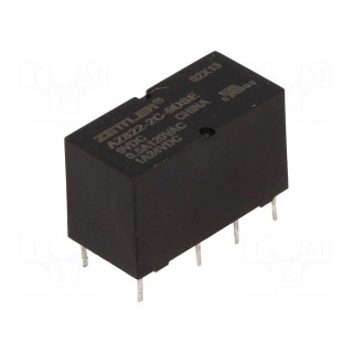Relay: electromagnetic | DPDT | Ucoil: 9VDC | 2A | 0.5A/120VAC | PCB