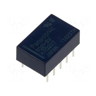 Relay: electromagnetic | DPDT | Ucoil: 9VDC | Icontacts max: 2A | PCB