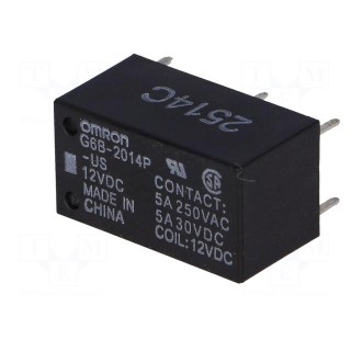 Relay: electromagnetic | DPST-NC | Ucoil: 12VDC | Icontacts max: 5A