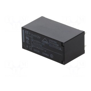 Relay: electromagnetic | DPST-NO | Ucoil: 12VDC | 5A | 5A/250VAC | PCB