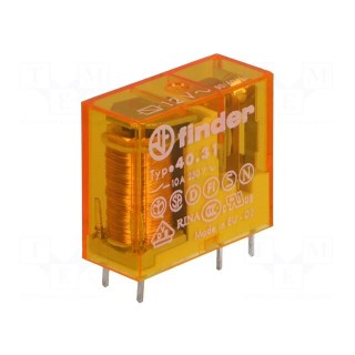 Relay: electromagnetic | SPDT | Ucoil: 12VAC | 10A/250VAC | 10A/30VDC