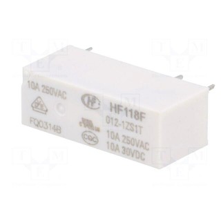 Relay: electromagnetic | SPDT | Ucoil: 12VDC | 10A | 10A/250VAC | PCB