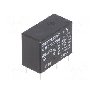 Relay: electromagnetic | SPDT | Ucoil: 12VDC | 10A | 5A/277VAC | PCB