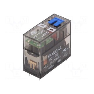 Relay: electromagnetic | SPDT | Ucoil: 12VDC | 16A | 16A/250VAC | PCB