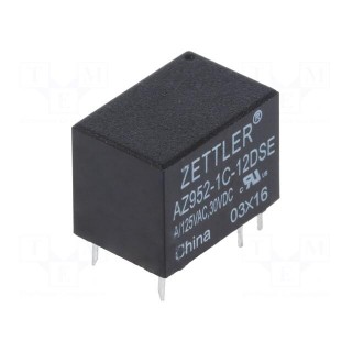 Relay: electromagnetic | SPDT | Ucoil: 12VDC | 1A/125VAC | 1A/30VDC | 1A