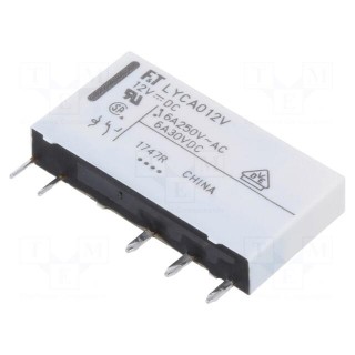 Relay: electromagnetic | SPDT | Ucoil: 12VDC | 6A | 6A/250VAC | 6A/24VDC