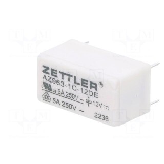 Relay: electromagnetic | SPDT | Ucoil: 12VDC | 6A | 6A/250VAC | 6A/30VDC