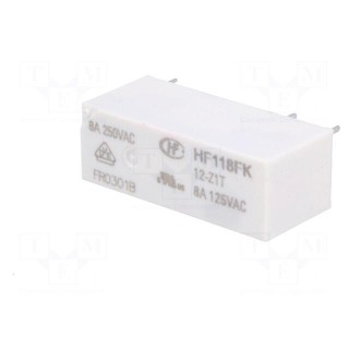 Relay: electromagnetic | SPDT | Ucoil: 12VDC | 8A | 8A/250VAC | 8A/30VDC