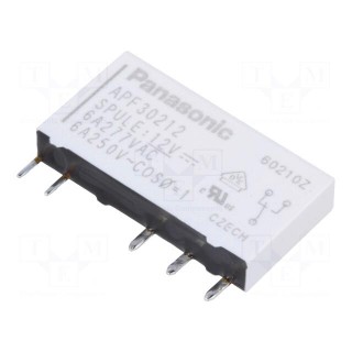 Relay: electromagnetic | SPDT | Ucoil: 12VDC | Icontacts max: 6A | PCB