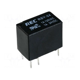 Relay: electromagnetic | SPDT | Ucoil: 24VDC | Icontacts max: 1A | PCB