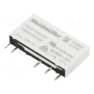 Relay: electromagnetic | SPDT | Ucoil: 24VDC | 6A/250VAC | 6A/24VDC | 6A