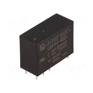 Relay: electromagnetic | SPDT | Ucoil: 48VDC | 16A/250VAC | 16A/30VDC