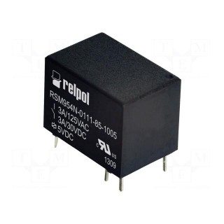 Relay: electromagnetic | SPDT | Ucoil: 5VDC | 3A/125VAC | 3A/30VDC | 3A