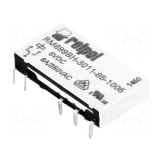 Relay: electromagnetic | SPDT | Ucoil: 5VDC | 6A | 6A/250VAC | 6A/24VDC
