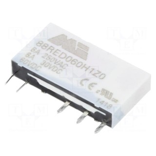 Relay: electromagnetic | SPDT | Ucoil: 60VDC | 6A/250VAC | 6A/30VDC | 6A