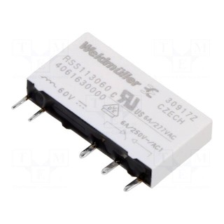 Relay: electromagnetic | SPDT | Ucoil: 60VDC | 6A | max.250VAC | socket
