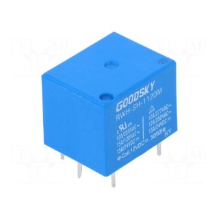 Relay: electromagnetic | SPST-NO | Ucoil: 12VDC | 15A | 12A/250VAC