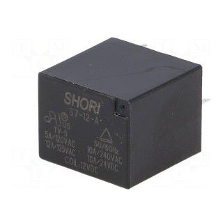 Relay: electromagnetic | SPST-NO | Ucoil: 12VDC | 15A/125VAC | PCB