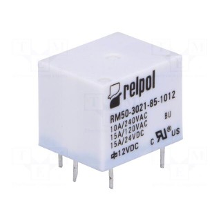 Relay: electromagnetic | SPST-NO | Ucoil: 12VDC | 15A | 10A/240VAC