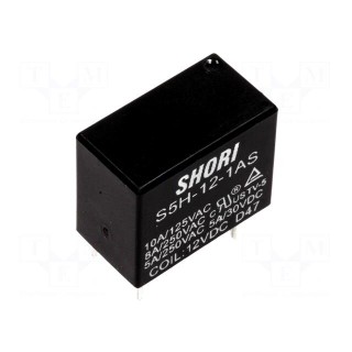 Relay: electromagnetic | SPST-NO | Ucoil: 12VDC | 5A/250VAC | 5A/30VDC