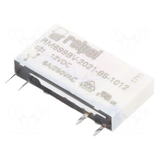 Relay: electromagnetic | SPST-NO | Ucoil: 12VDC | 6A | 6A/250VAC | 170mW